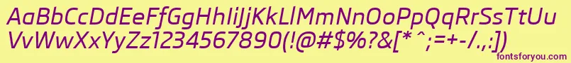 SkodaProMediumItalic Font – Purple Fonts on Yellow Background