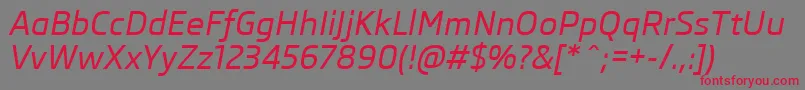 フォントSkodaProMediumItalic – 赤い文字の灰色の背景