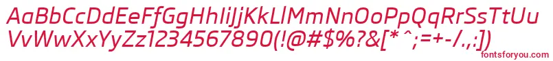 フォントSkodaProMediumItalic – 白い背景に赤い文字