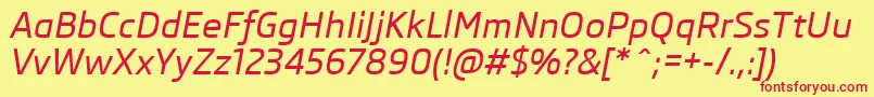 SkodaProMediumItalic Font – Red Fonts on Yellow Background