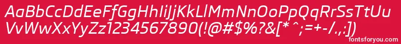 SkodaProMediumItalic Font – White Fonts on Red Background