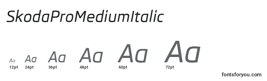 Größen der Schriftart SkodaProMediumItalic