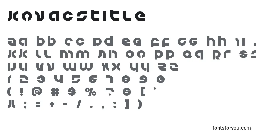 Schriftart Kovacstitle – Alphabet, Zahlen, spezielle Symbole