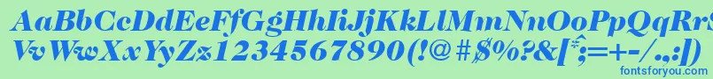 Caslon335blackRegularitalic-fontti – siniset fontit vihreällä taustalla