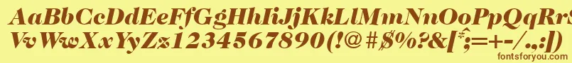 Czcionka Caslon335blackRegularitalic – brązowe czcionki na żółtym tle