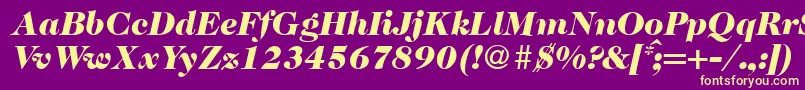 Fonte Caslon335blackRegularitalic – fontes amarelas em um fundo roxo