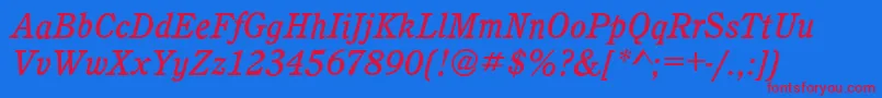 CalgaryMediumItalic Font – Red Fonts on Blue Background