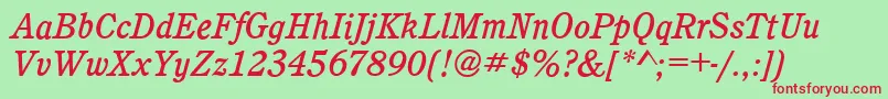 CalgaryMediumItalic Font – Red Fonts on Green Background