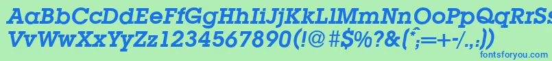 L850SlabBolditalic Font – Blue Fonts on Green Background