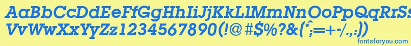 L850SlabBolditalic Font – Blue Fonts on Yellow Background