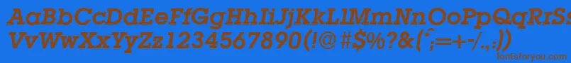 L850SlabBolditalic Font – Brown Fonts on Blue Background