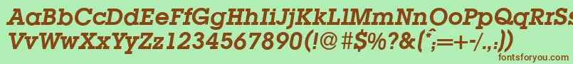 Fonte L850SlabBolditalic – fontes marrons em um fundo verde