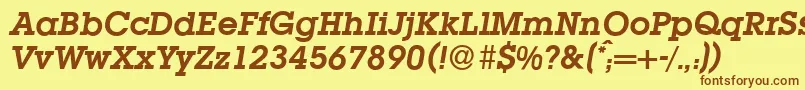 L850SlabBolditalic Font – Brown Fonts on Yellow Background