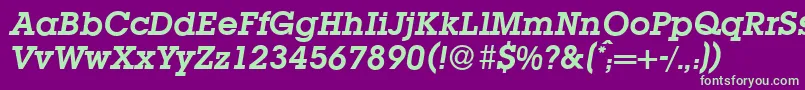 L850SlabBolditalic Font – Green Fonts on Purple Background