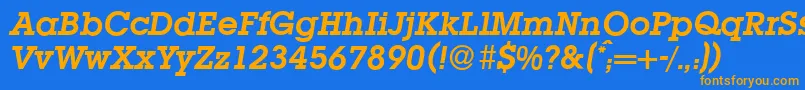 L850SlabBolditalic Font – Orange Fonts on Blue Background