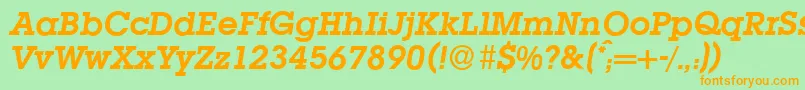 L850SlabBolditalic Font – Orange Fonts on Green Background