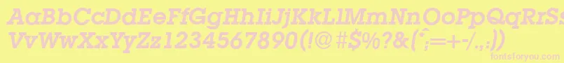 L850SlabBolditalic Font – Pink Fonts on Yellow Background