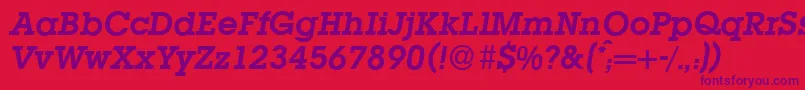 L850SlabBolditalic Font – Purple Fonts on Red Background