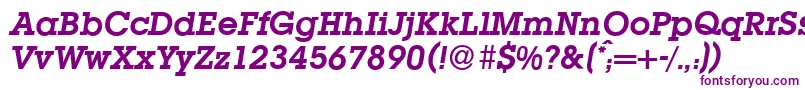 L850SlabBolditalic Font – Purple Fonts on White Background