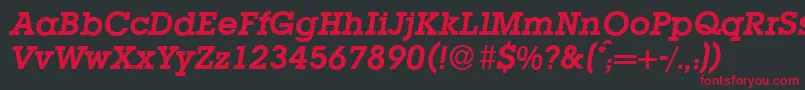 フォントL850SlabBolditalic – 黒い背景に赤い文字