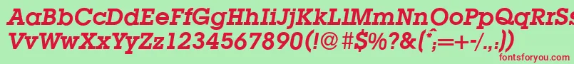 L850SlabBolditalic Font – Red Fonts on Green Background