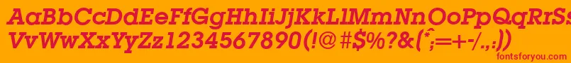 L850SlabBolditalic Font – Red Fonts on Orange Background