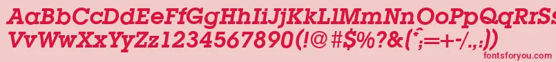 L850SlabBolditalic Font – Red Fonts on Pink Background
