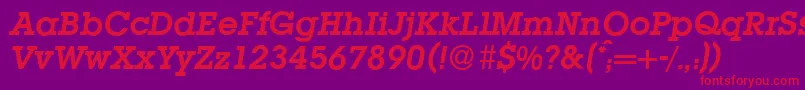 L850SlabBolditalic Font – Red Fonts on Purple Background