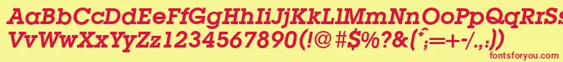 L850SlabBolditalic Font – Red Fonts on Yellow Background