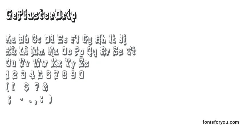 Schriftart GePlasterDrip – Alphabet, Zahlen, spezielle Symbole