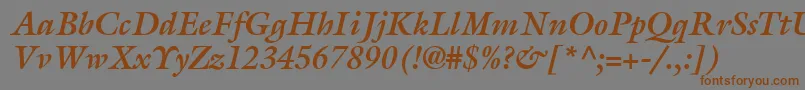 フォントAcanthusSsiBoldItalic – 茶色の文字が灰色の背景にあります。