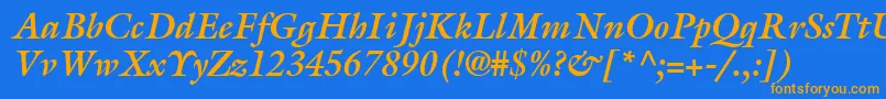 AcanthusSsiBoldItalic Font – Orange Fonts on Blue Background