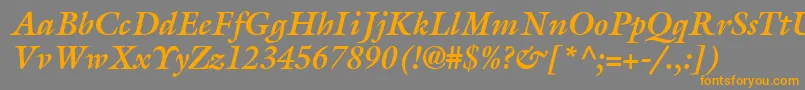 フォントAcanthusSsiBoldItalic – オレンジの文字は灰色の背景にあります。