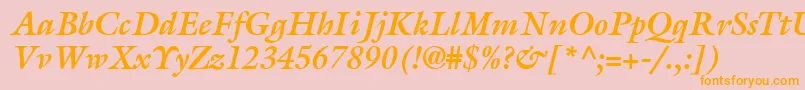 AcanthusSsiBoldItalic-Schriftart – Orangefarbene Schriften auf rosa Hintergrund