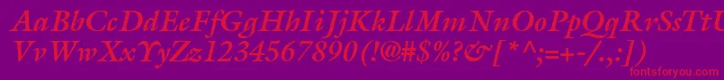 AcanthusSsiBoldItalic-Schriftart – Rote Schriften auf violettem Hintergrund