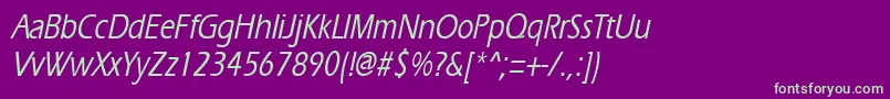 ErgoemediumcondensedItalic Font – Green Fonts on Purple Background