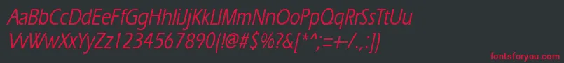 ErgoemediumcondensedItalic Font – Red Fonts on Black Background