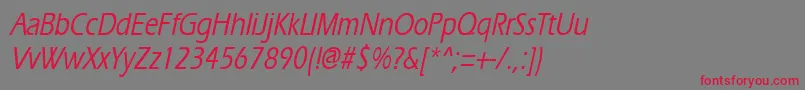 ErgoemediumcondensedItalic Font – Red Fonts on Gray Background