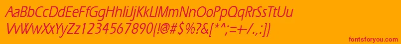 ErgoemediumcondensedItalic Font – Red Fonts on Orange Background