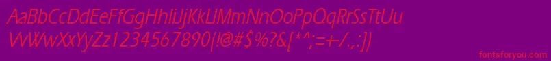 ErgoemediumcondensedItalic Font – Red Fonts on Purple Background