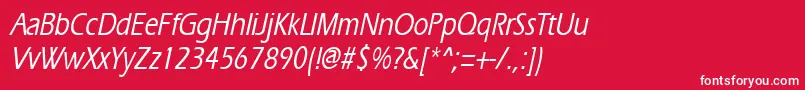 フォントErgoemediumcondensedItalic – 赤い背景に白い文字