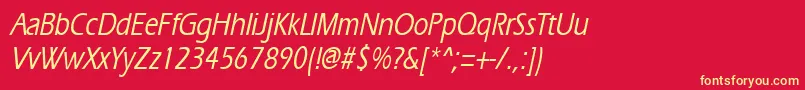 ErgoemediumcondensedItalic Font – Yellow Fonts on Red Background