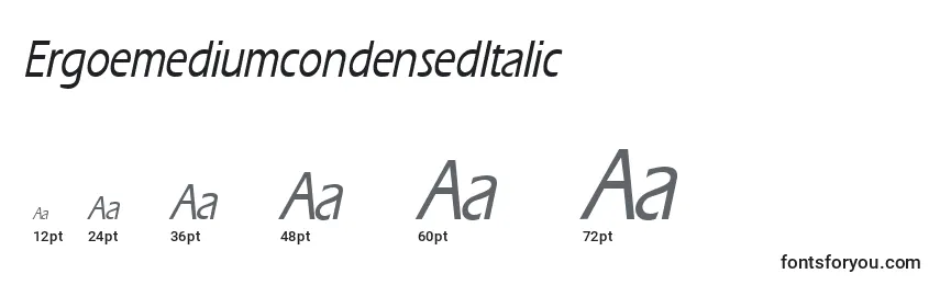 Размеры шрифта ErgoemediumcondensedItalic
