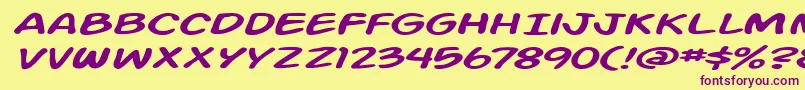 ActionManExtendedItalic Font – Purple Fonts on Yellow Background