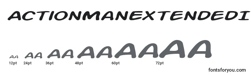 Размеры шрифта ActionManExtendedItalic