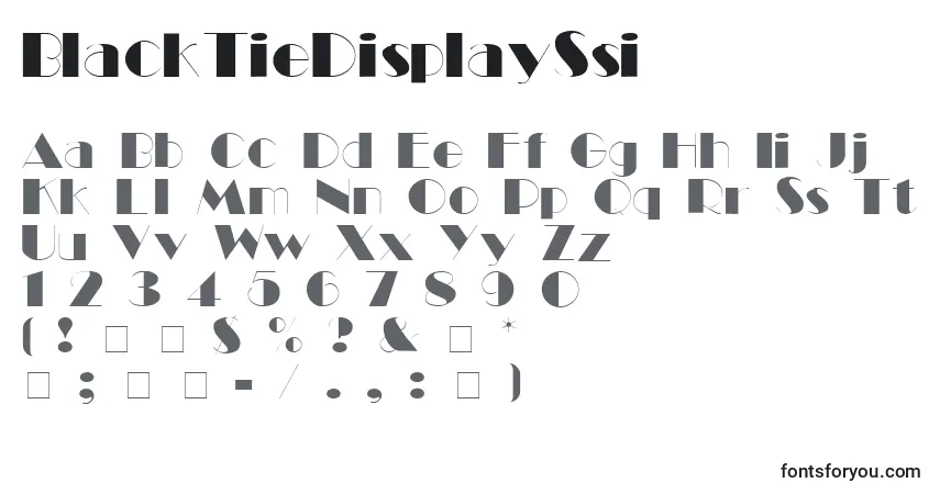 Шрифт BlackTieDisplaySsi – алфавит, цифры, специальные символы