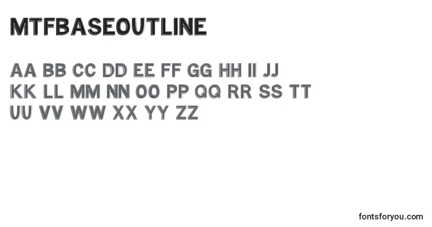Czcionka MtfBaseOutline – alfabet, cyfry, specjalne znaki
