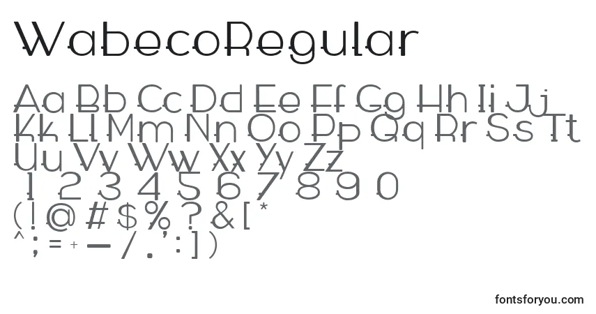 WabecoRegularフォント–アルファベット、数字、特殊文字