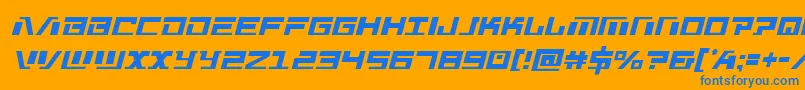 Warmachinecond-Schriftart – Blaue Schriften auf orangefarbenem Hintergrund