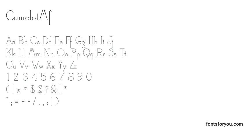 Czcionka CamelotMf – alfabet, cyfry, specjalne znaki